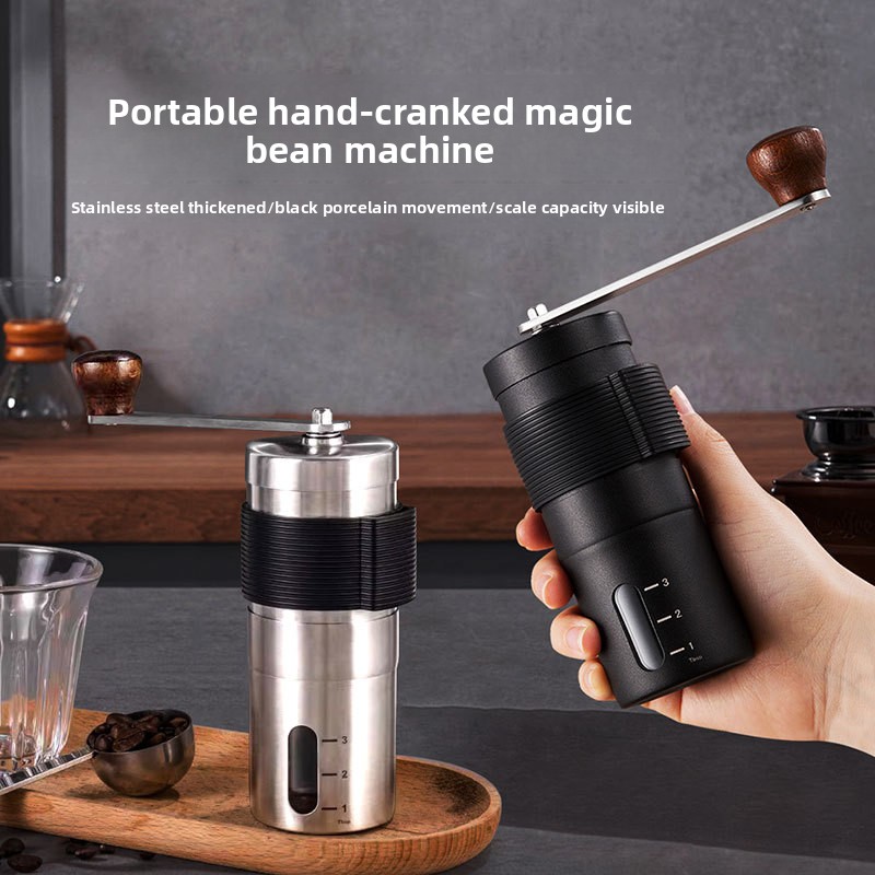 Outdoor Coffee Equipment - Silikon Kapaklı Taşınabilir El Kranklı Kahve
