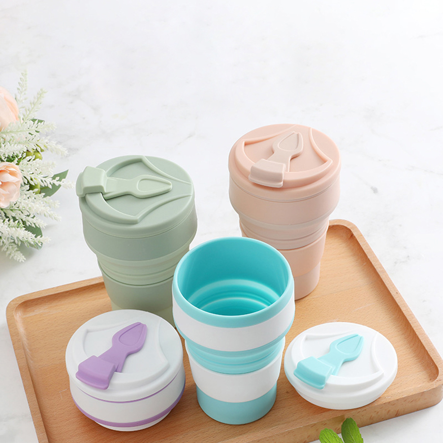 Coffee Equipment Camping - 350ML Gıda Sınıfı Silikon Katlanır Bardak,